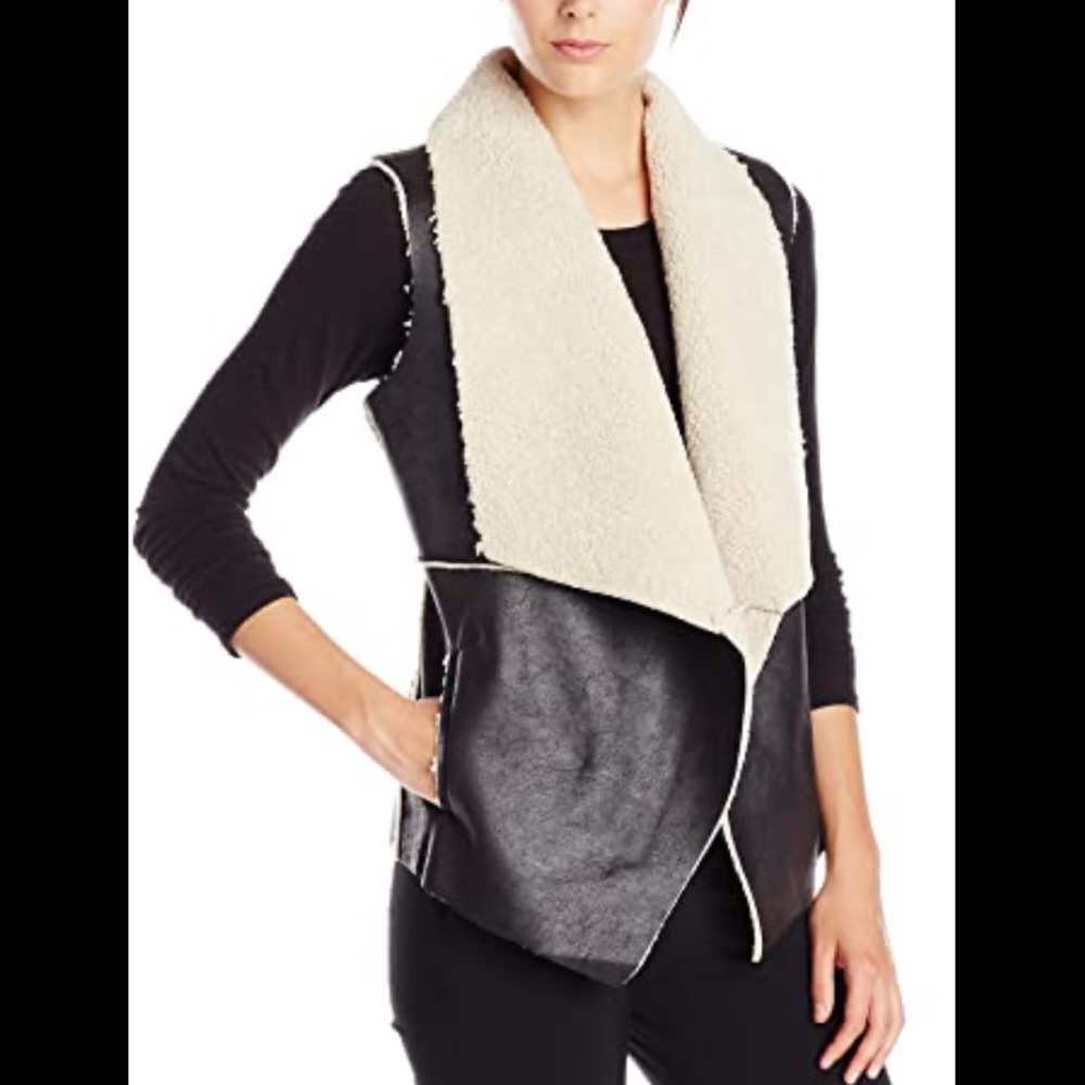 Jack BB Dakota faux Sherpa and leather vest sz Med